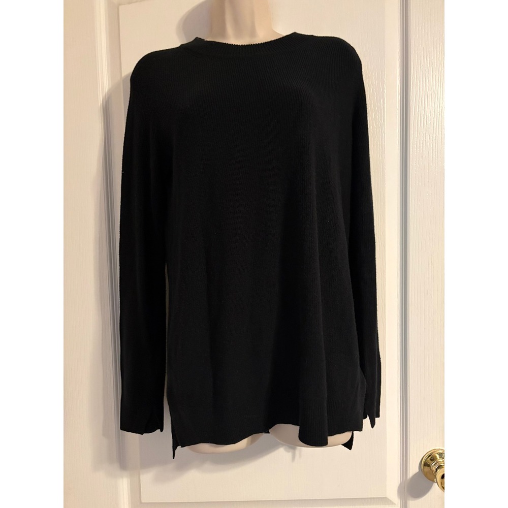 Rag & Bone Sweater Womens XS Black Excellent Cotton Cashmere Split Cuff Crewneck